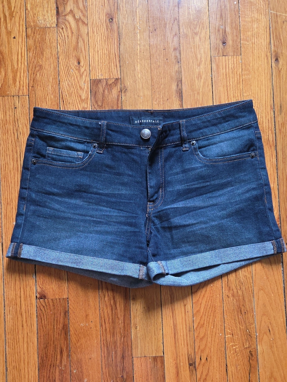 Aeropostale Dark Blue Rolled Hem Denim Shorts